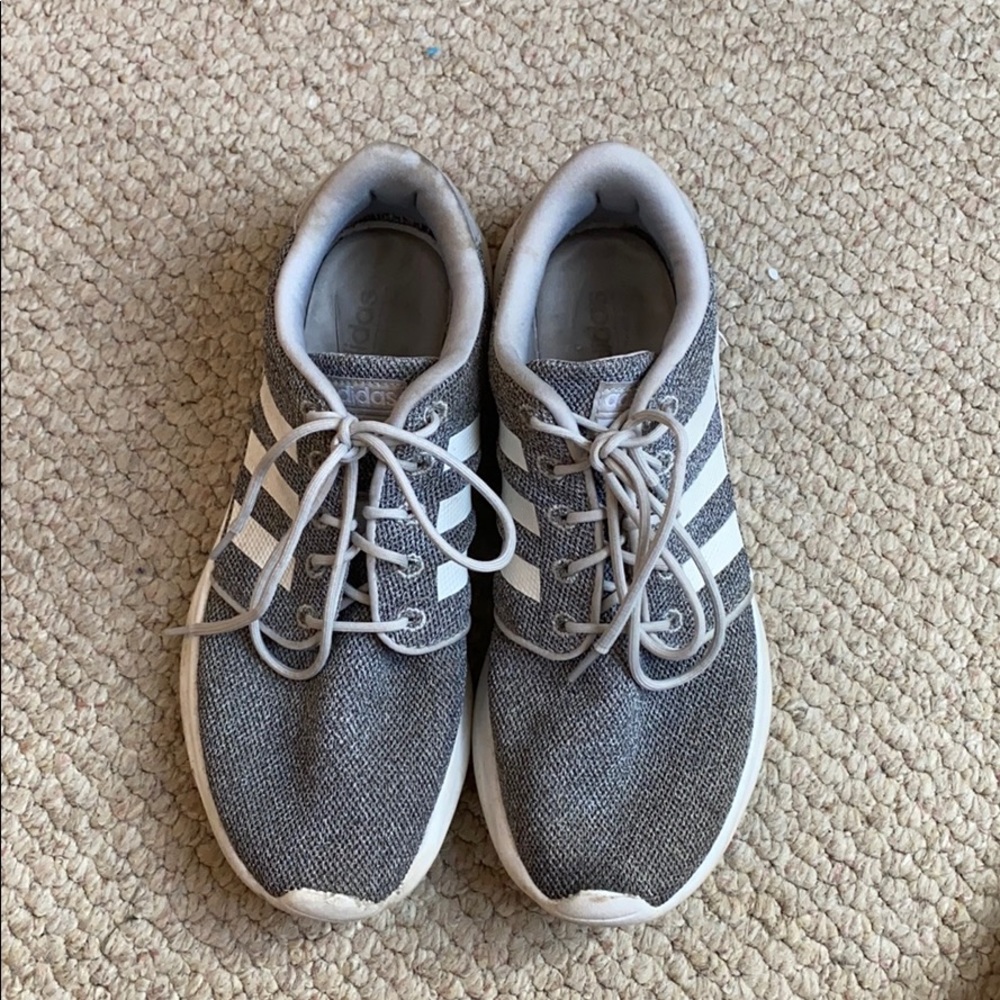 grey adidas cloud foam tennis shoes
